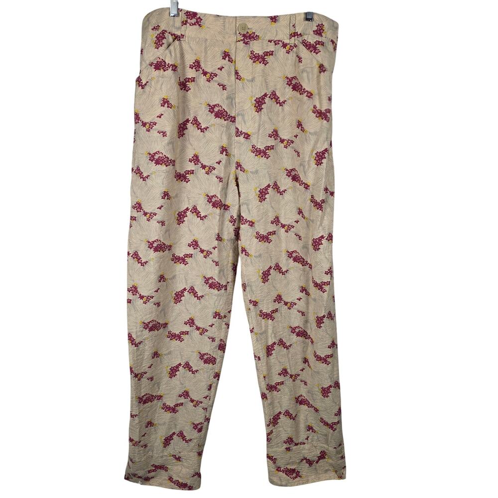 Zara Floral Wide Leg Palazzo Pants XXL NWT Red Beige Flowy High Waist Boho